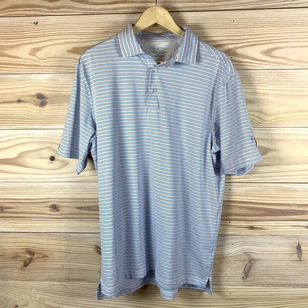 Straight Down Polo Shirt Mens Large‎ Striped Golf Performance Preppy